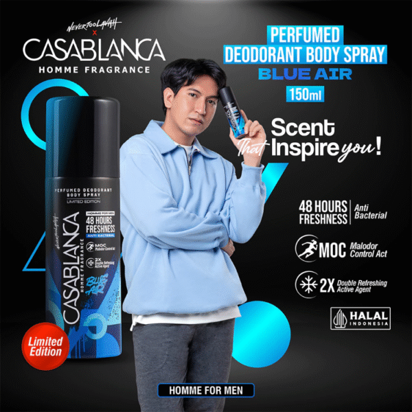 Casablanca Homme Perfumed Deodorant Body Spray Blue Air 150ml