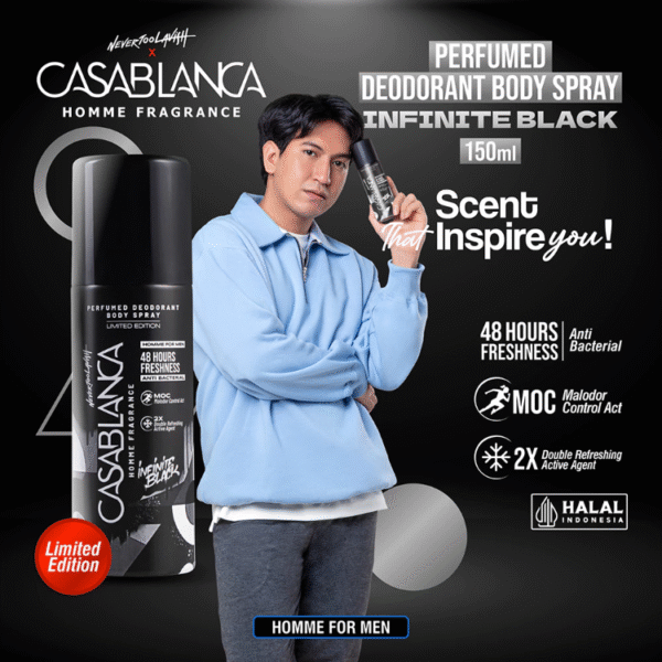 Casablanca Homme Perfumed Deodorant Body Spray Infinite Black 150ml