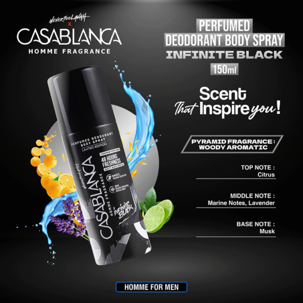 Casablanca Homme Perfumed Deodorant Body Spray Infinite Black 150ml