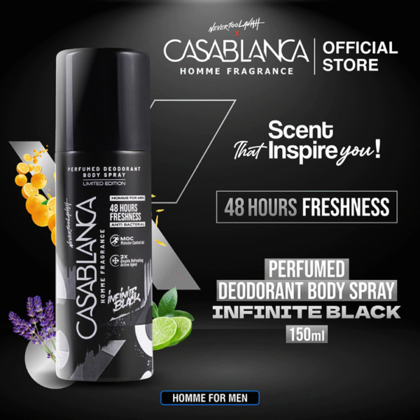Casablanca Homme Perfumed Deodorant Body Spray Infinite Black 150ml