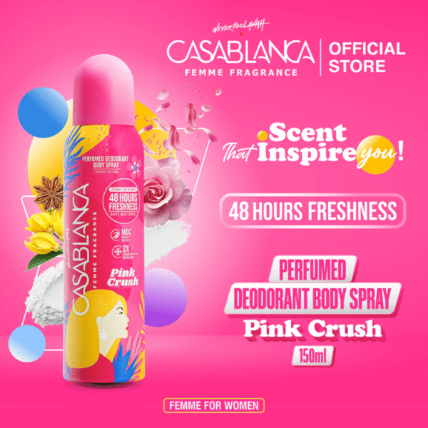 Casablanca Femme Perfumed Deodorant Body Spray Pink Crush150ml