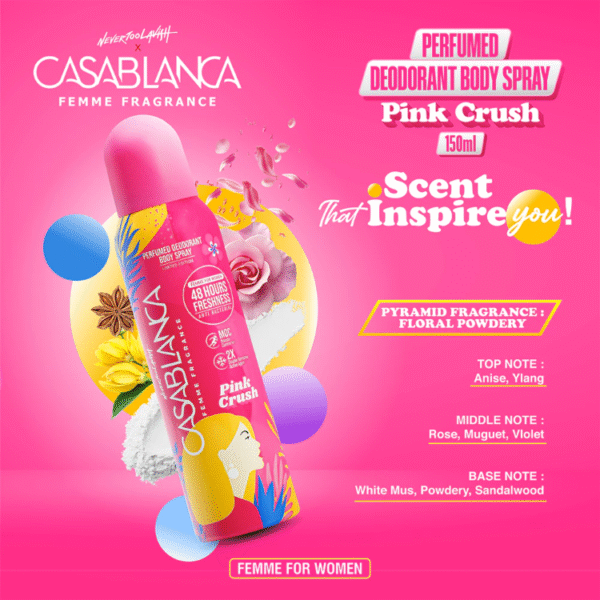 Casablanca Femme Perfumed Deodorant Body Spray Pink Crush150ml