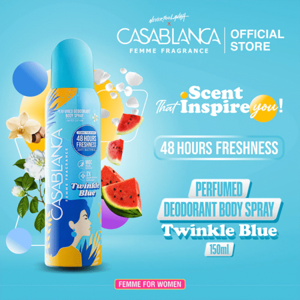 Casablanca Femme Perfumed Deodorant Body Spray Twinkle Blue 150ml