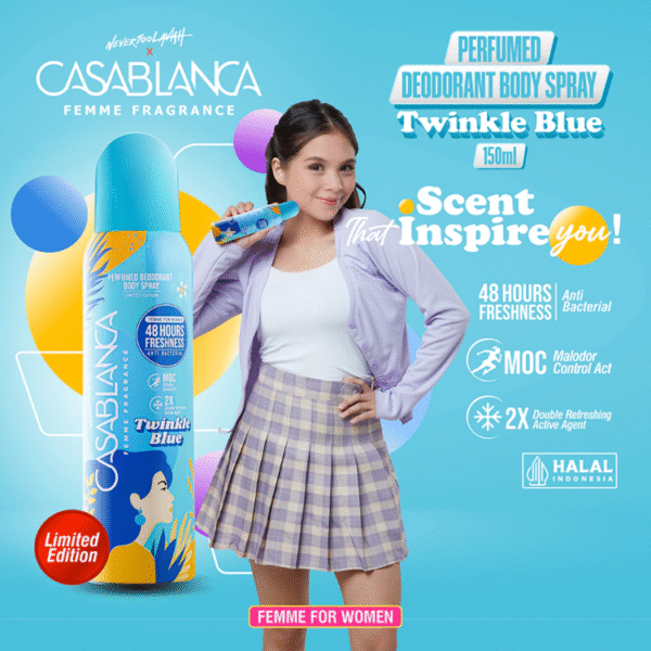 Casablanca Femme Perfumed Deodorant Body Spray Twinkle Blue 150ml