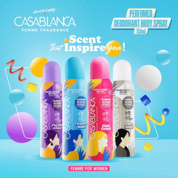 Casablanca Femme Perfumed Deodorant Body Spray Twinkle Blue 150ml
