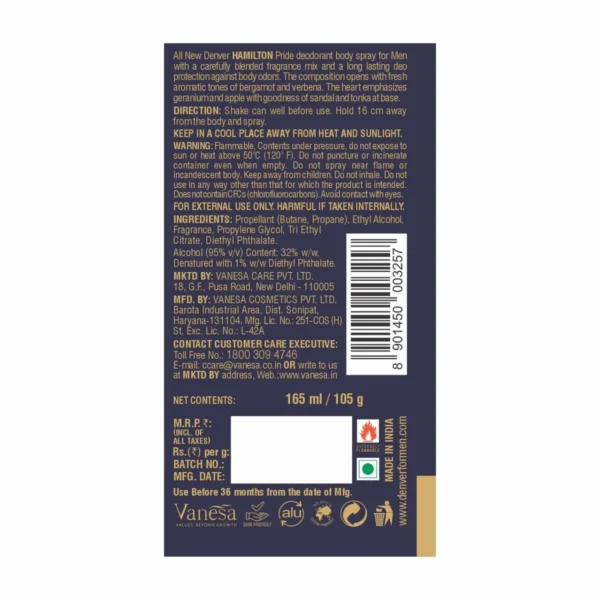Denver Pride Deodorant Body Spray 150ml