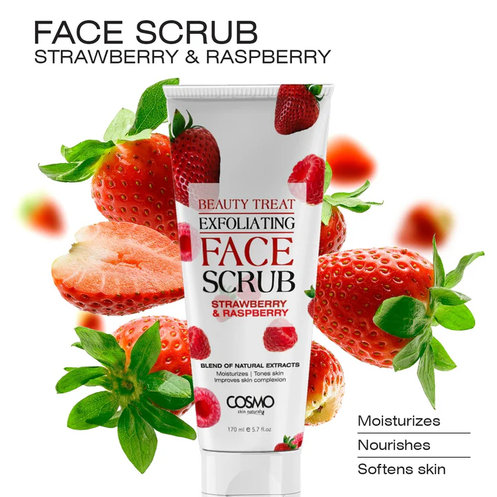 Cosmo Beauty Treat Exfoliating Face Scrub Strawberry and Raspberry 170ml