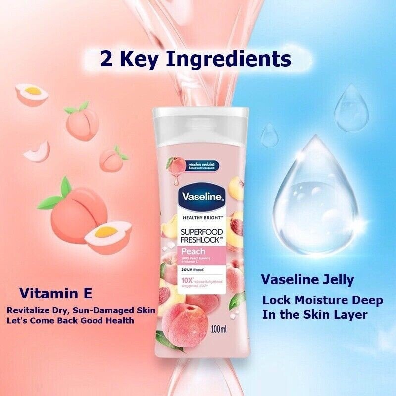 Vaseline Healthy Bright Superfood Freshlock Peach Body Lotion 100ml